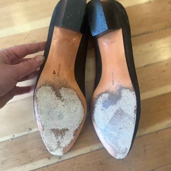Black and Brown Salvatore Ferragamo Block Heel Pumps, Size 9 - Picture 8 of 8